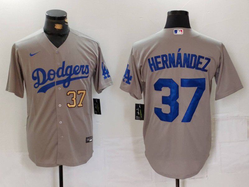 Men Los Angeles Dodgers #37 Hernandez Grey Nike Game 2024 MLB Jersey style 7241